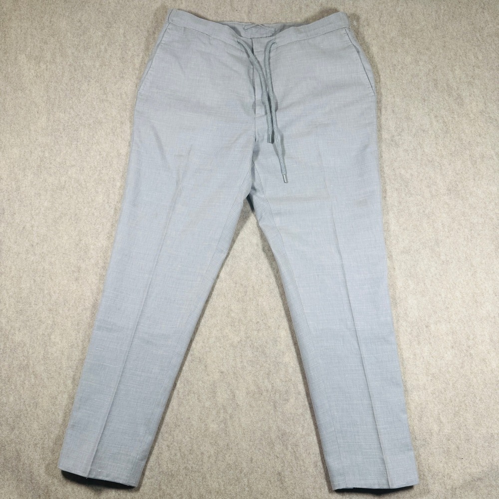Suitsupply Brescia Trousers Mens 34 Light Grey Wool Silk Linen Blend Drawstring